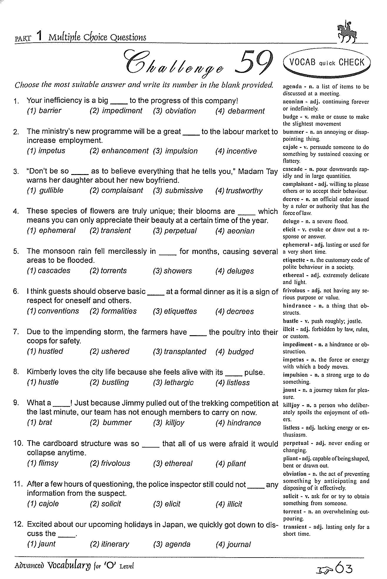 O-Level Advanced Vocabulary