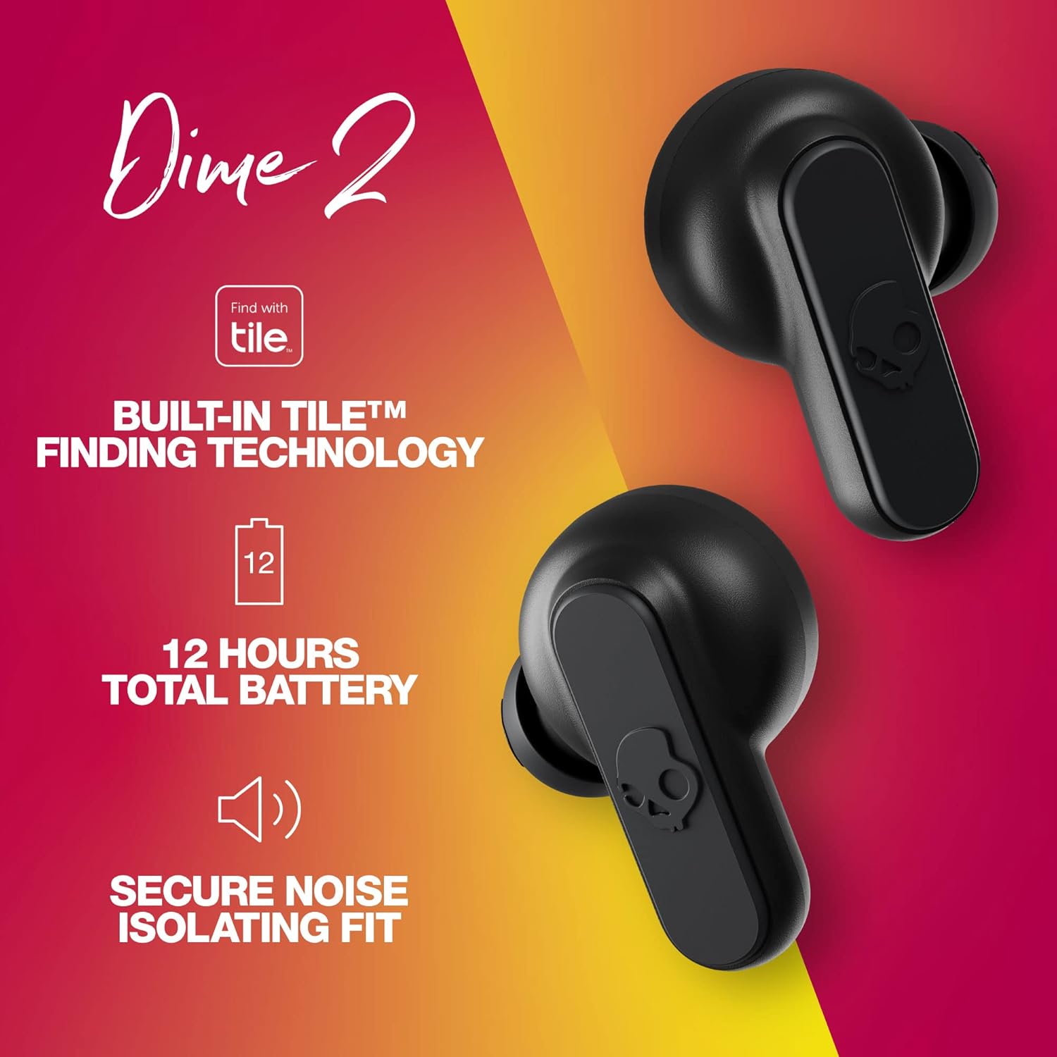 Skullcandy SK-S2DBW-P740 Dime 2 True Wireless In-Ear Earbuds, True Black