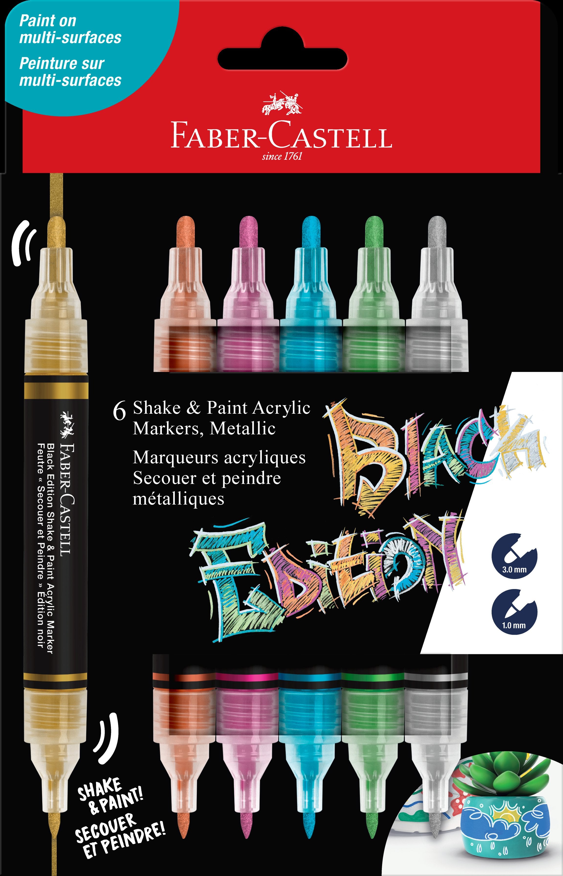 Faber-Castell Shake & Paint Acrylic Marker Metallic, Set of 6-AG285517