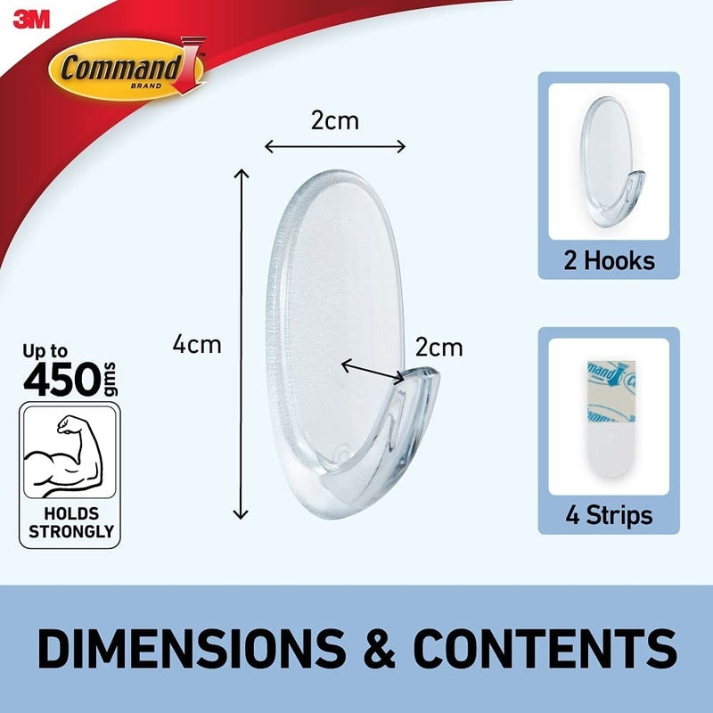 Command™ 17092clr Small Clear Hooks With Clear Strips