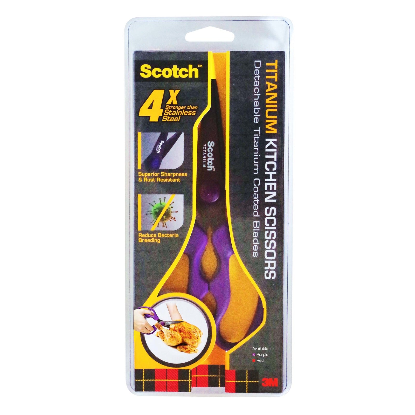 Scotch® Ks-dt Titanium Detachable Kitchen Scissors, Purple