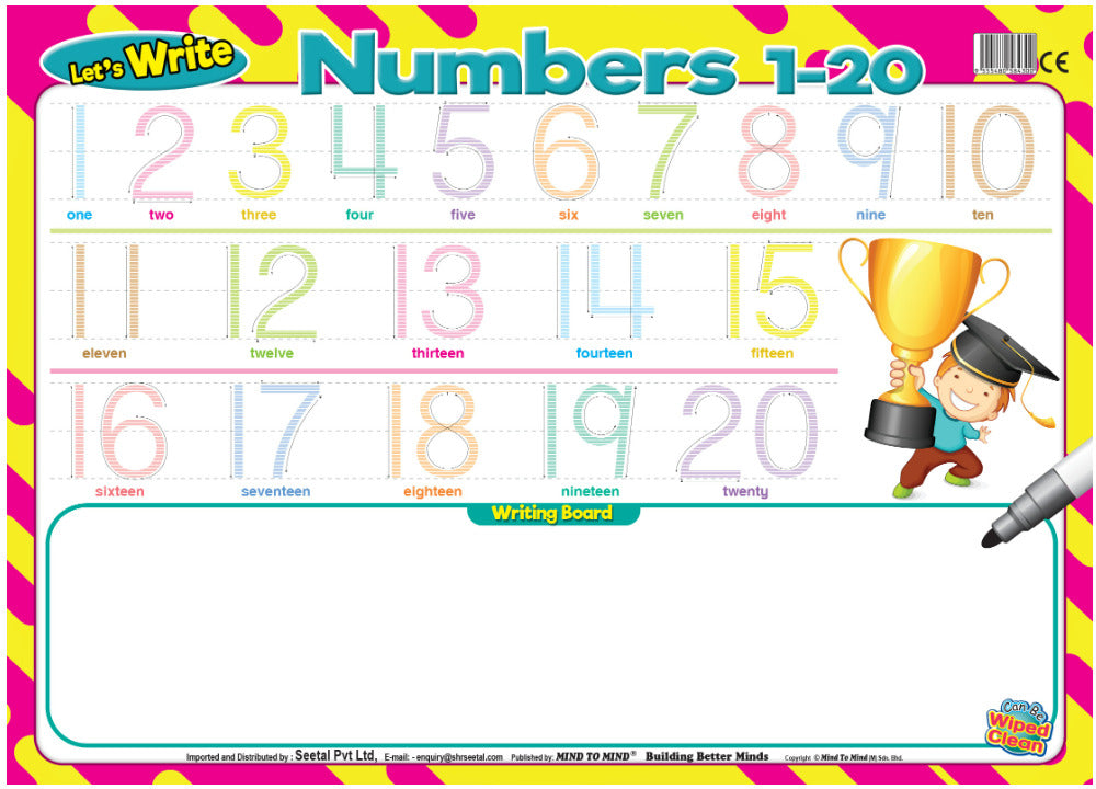 Preschool Let's Write Board: Abc, Abc, 1-20