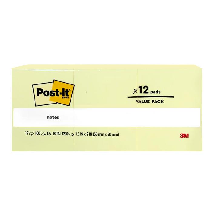 Post-it® 653 Yellow Notes 1.5x2" 12pads/pack