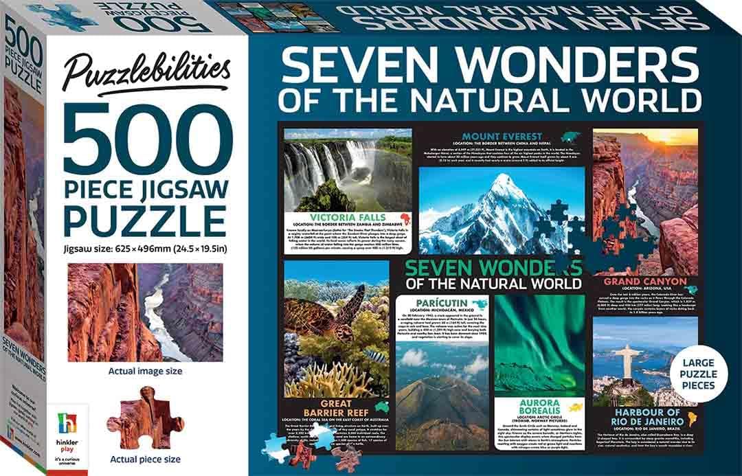 HINKLER PUZZLEBILITIES 500 PIECE JIGSAW PUZZLE SEVEN WONDERS OF THE NATURAL WORLD