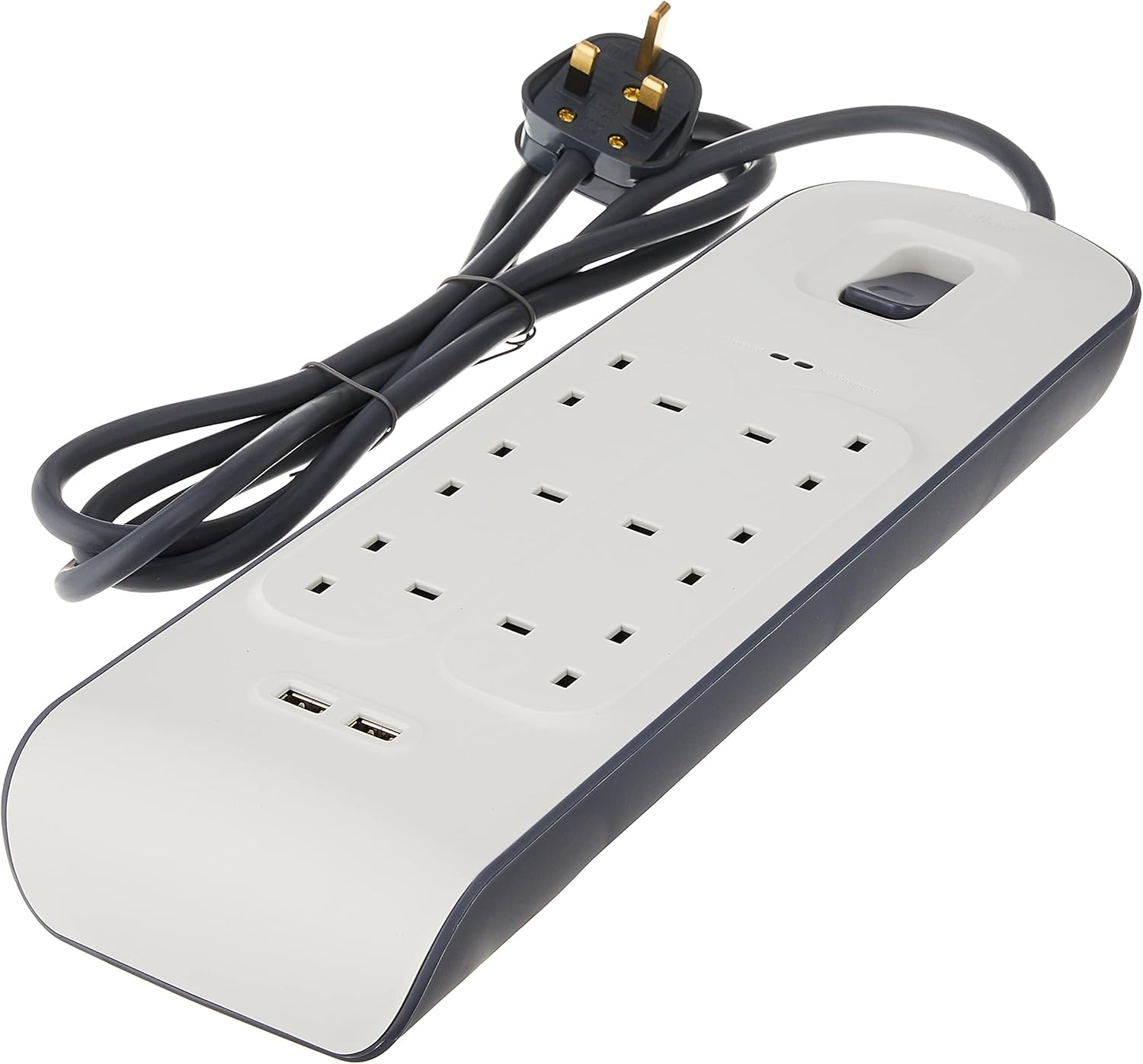 Belkin Surge Plus BSV604sa2M 6-Way Outlet & 2 USB Surge Protector 2m Cord Cable 650J