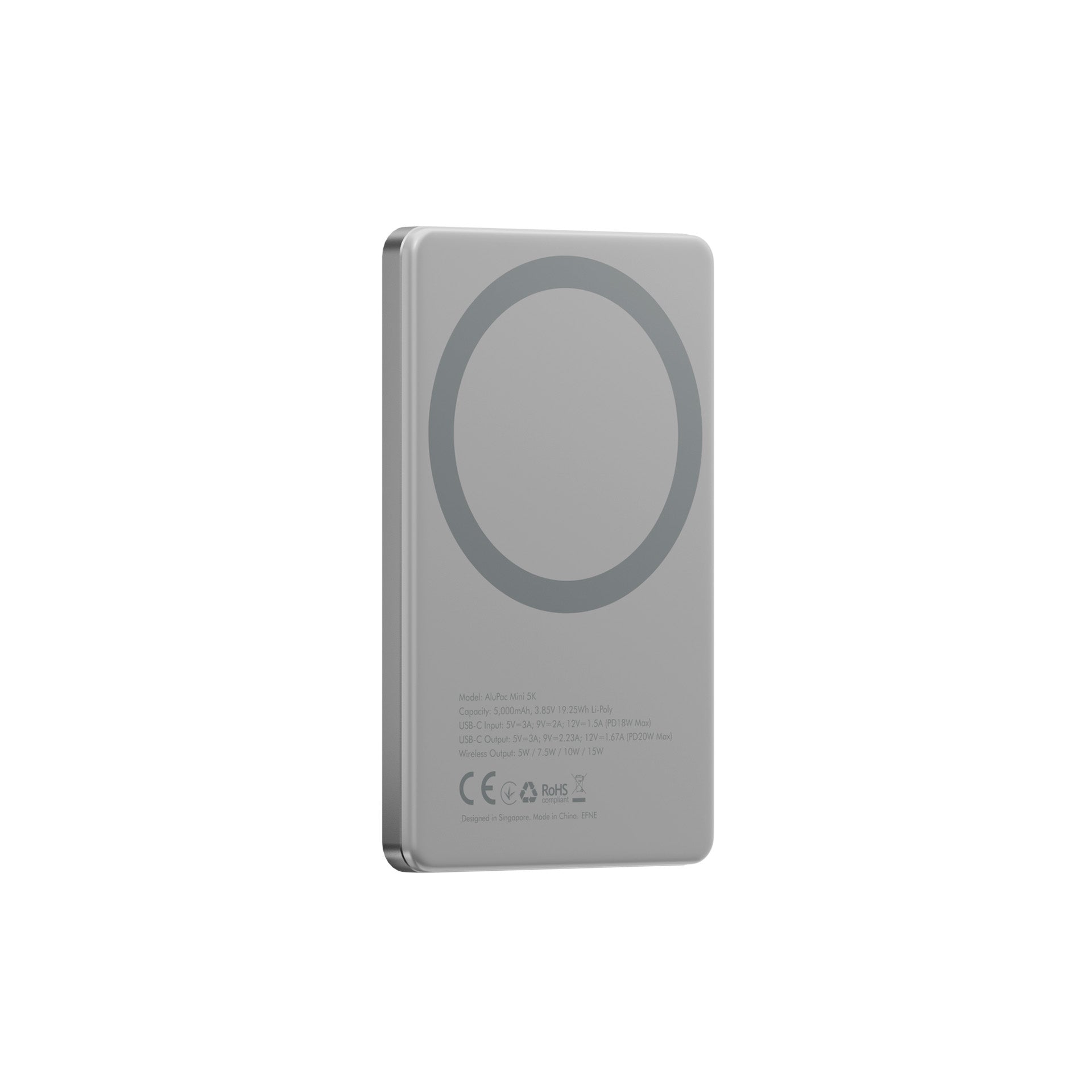 Energea Alupac Mini 5000mAh Magnetic Wireless Power Bank (Titanium)