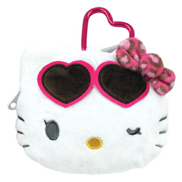 Sanrio Leopard Print Hello Kitty Plush Zipper Mascot Pouch With Carabiner
