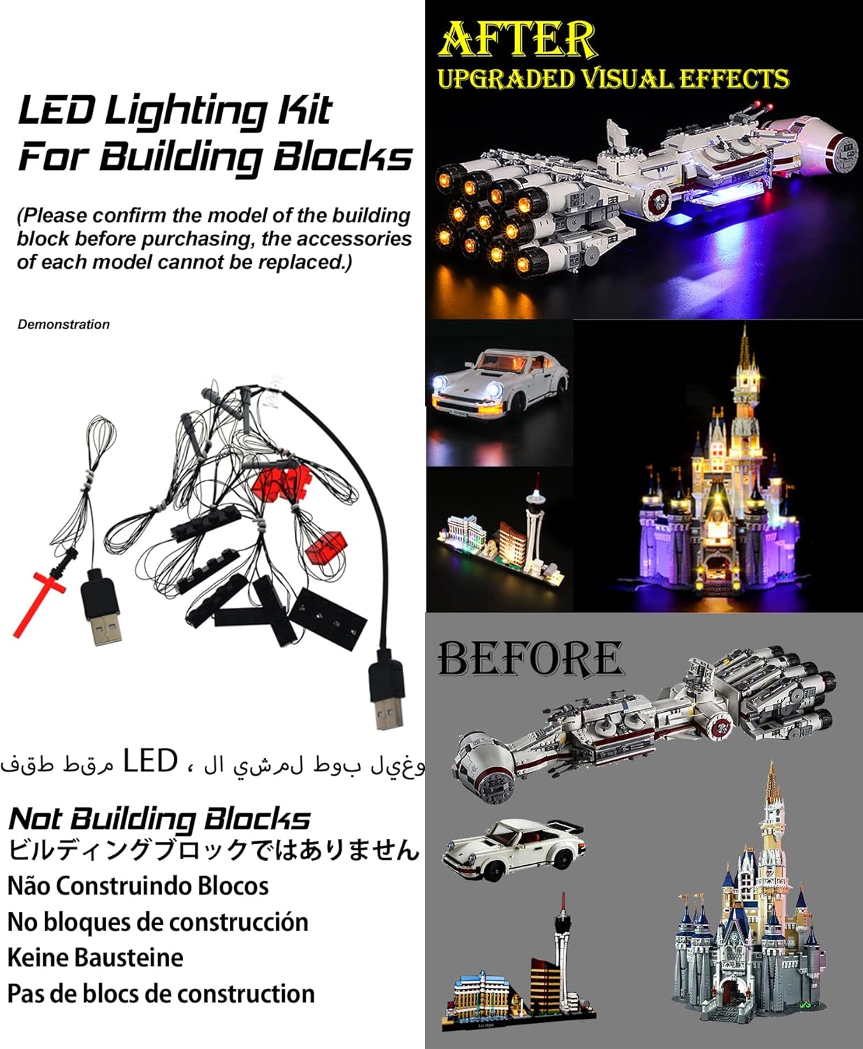 LED-Lighting-Kit for 76166-Avengers Tower Battle. Just accessories, not bricks