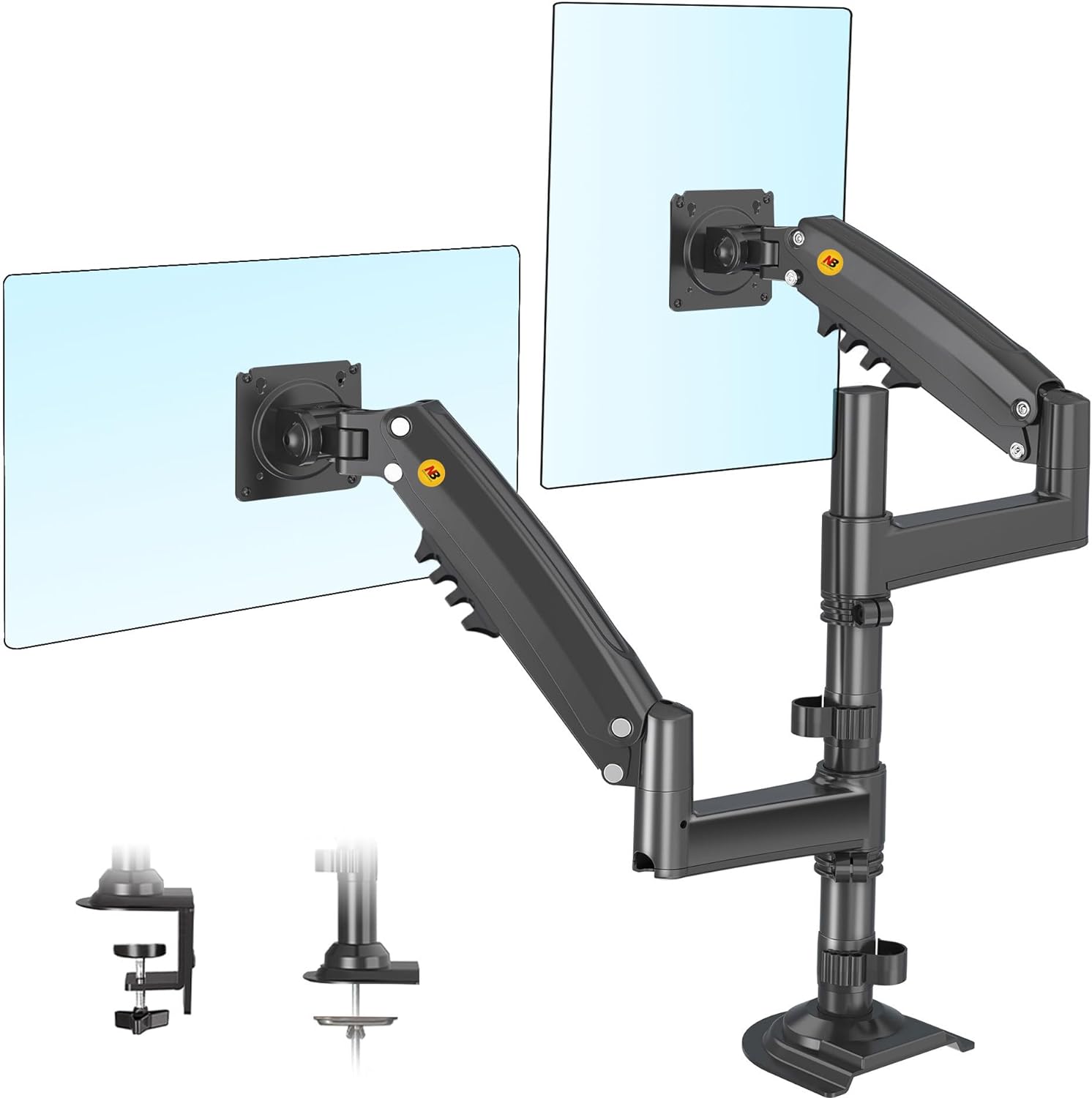 New NB H180 Dual Monitor Desk Mount Stand Full Motion Swivel Monitor Arm Gas Spring for 17''- 27'' Computer Monitor from 2kg to 9kg