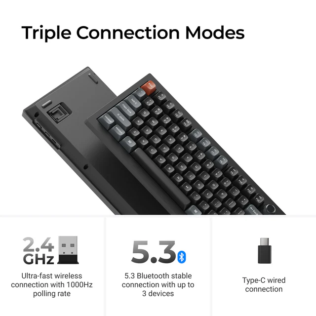 Keychron V3 Ultra 8K Wireless Custom Mechanical Keyboard - Banana Switch