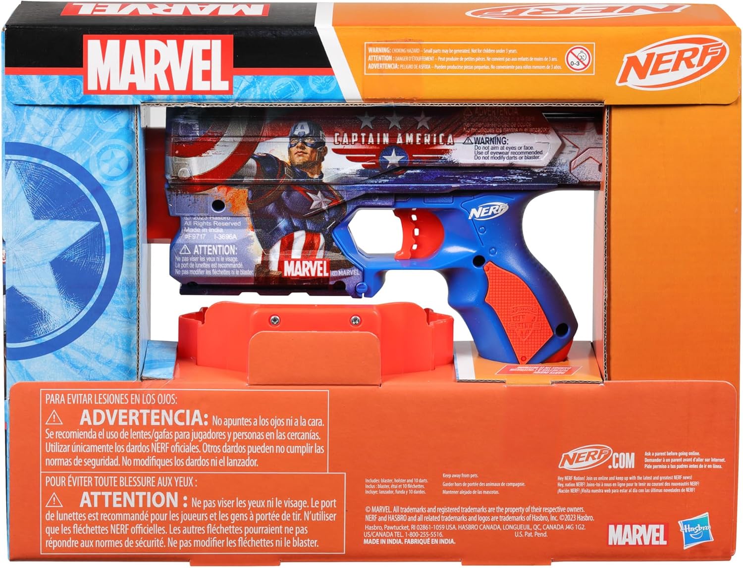 HASBRO NERF MARVEL CAPTAIN AMERICA DART BLASTER