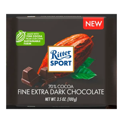 Ritter Sport Fine Extra Dark Chocolate 70% Cocoa - 100g