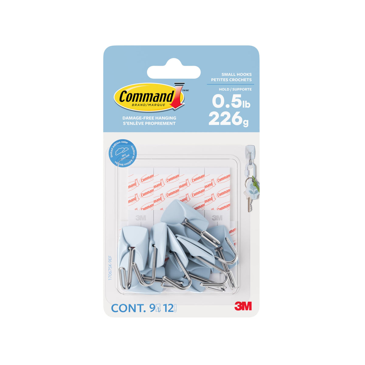 3m Cmd Sml Wire Hooks Sky, 17067sk-9ef