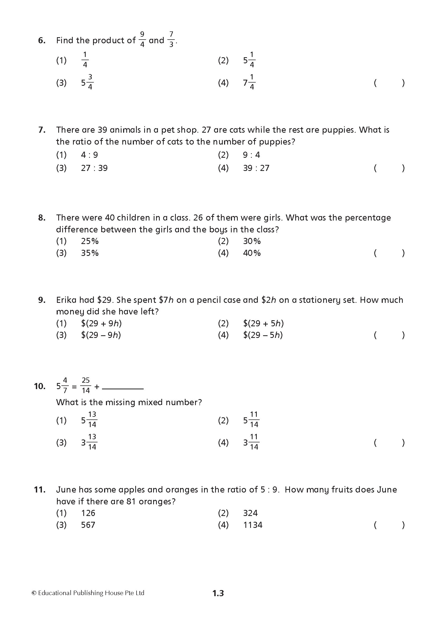 Primary 6 Maths Mid-Year Review Papers 