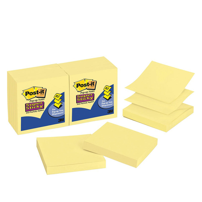 Post-it® R330-12sscy Canary Yellow Super Sticky Pop-up Notes, 3x3"