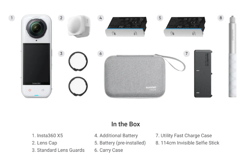 Insta360 X5 Action Camera Essential Bundle - Satin White