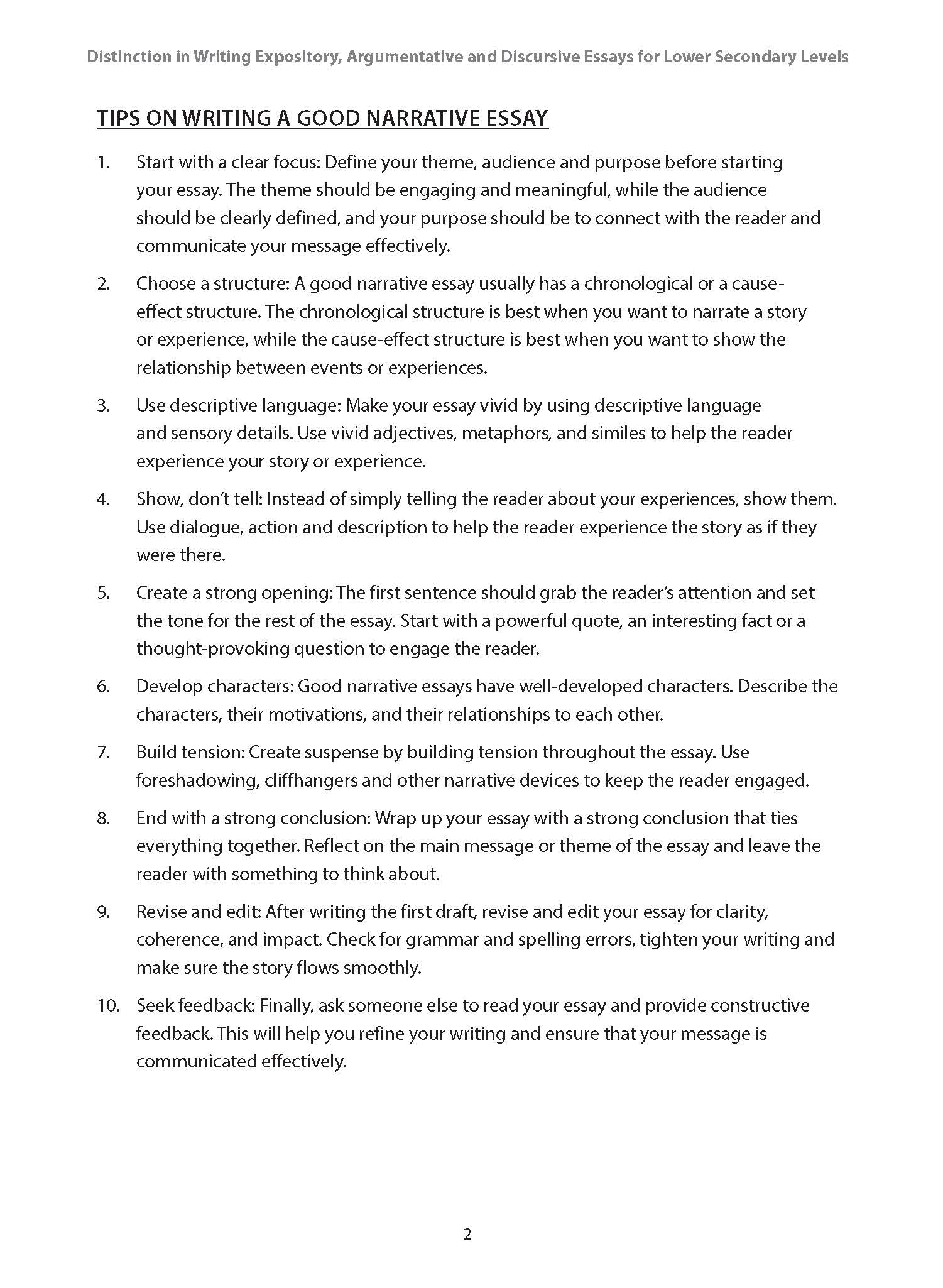 Lower Secondary - Distinction in Writing Expository, Argumentative and Discursive Essays For Lower Secondary Levels