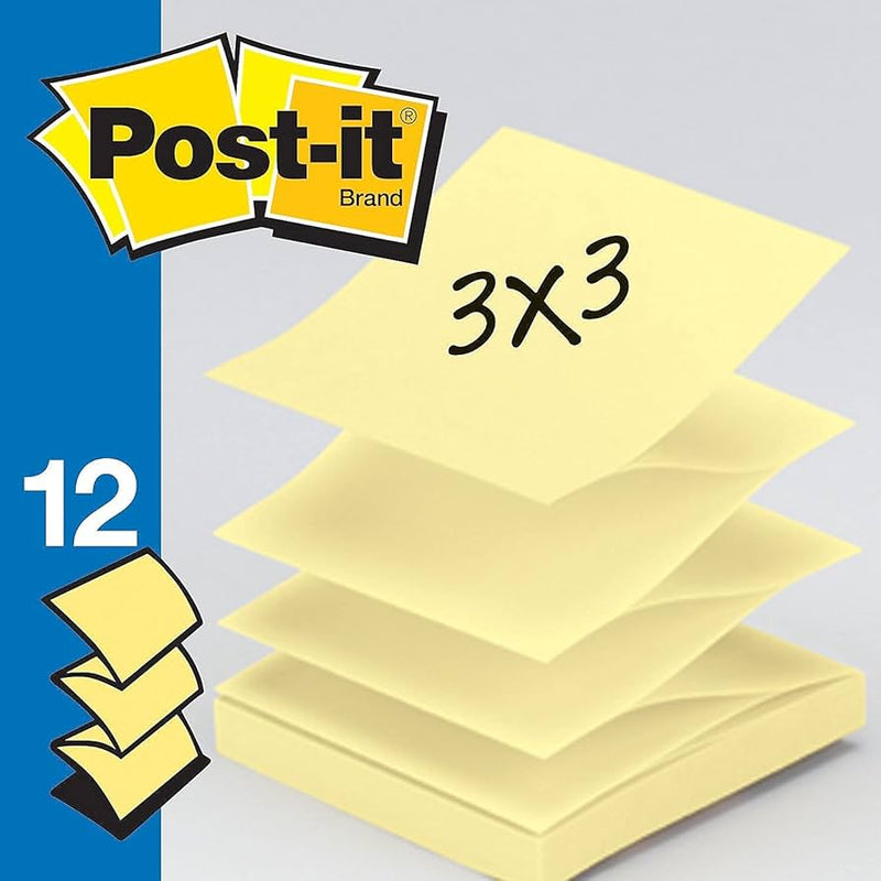 Post-it® R330-12sscy Canary Yellow Super Sticky Pop-up Notes, 3x3"