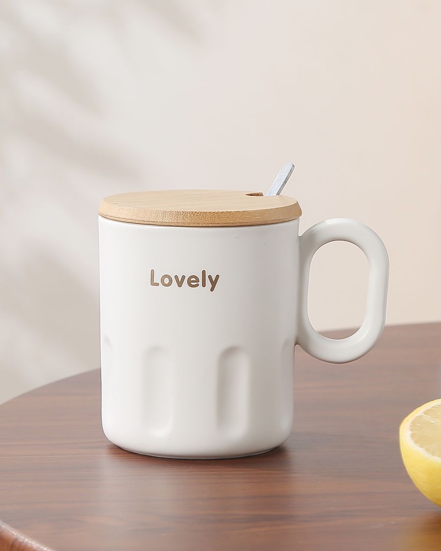  CERAMIC MUG WHITE W LID Y1314