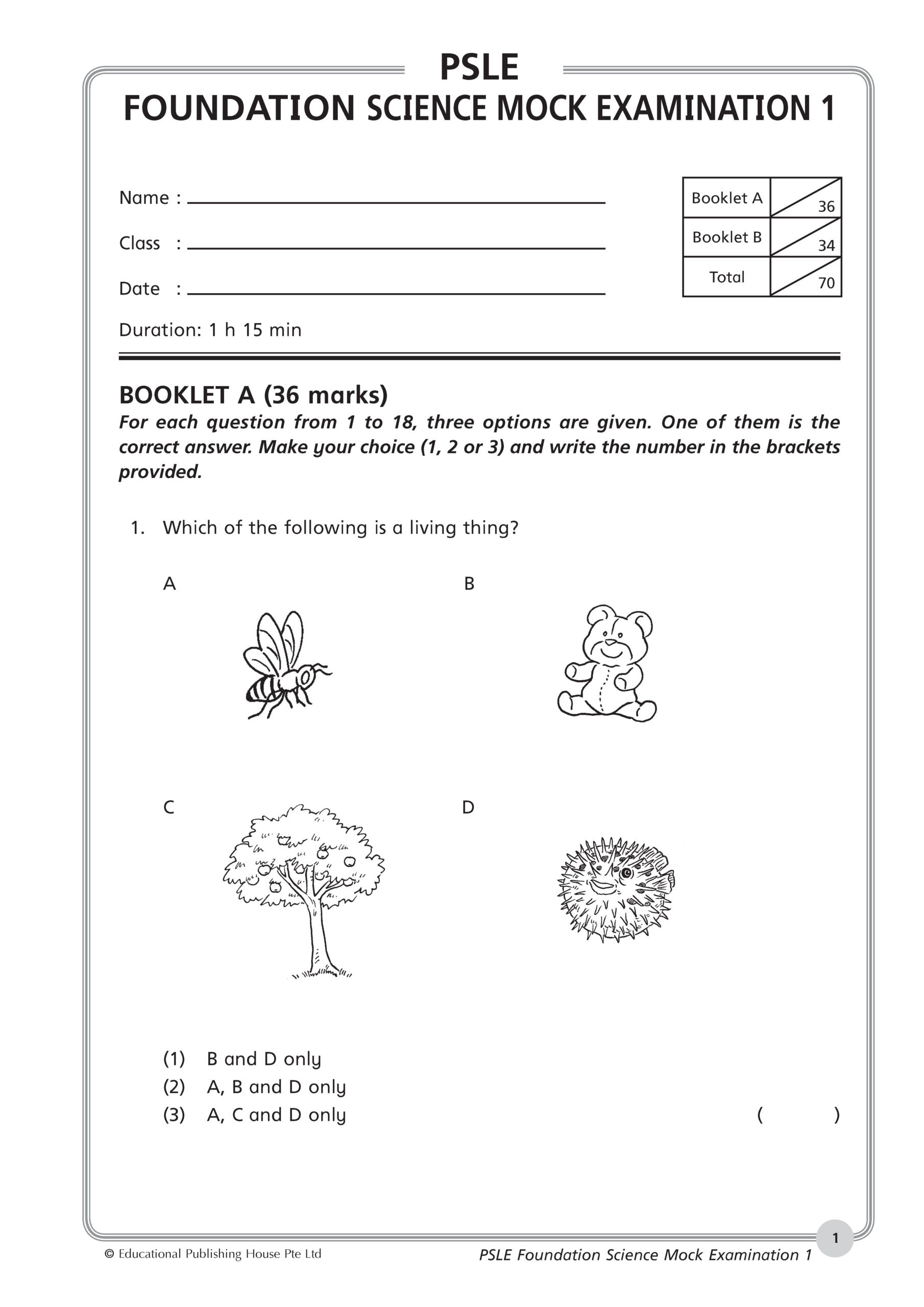 Psle Foundation Science Mock Exam Papers