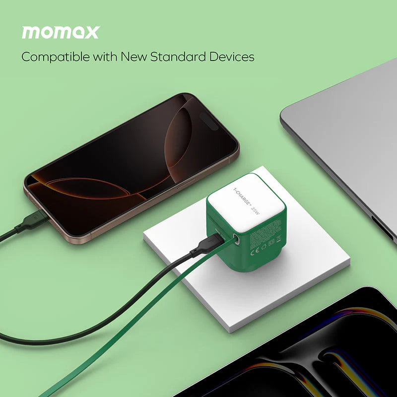 Momax 35W GaN Charger with Retractable USB-C Cable (Orange)