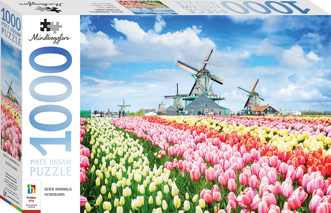 HINKLER MINDBOGGLERS 1000 PIECE JIGSAW PUZZLE: DUTCH WINDMILLS, NETHERLANDS