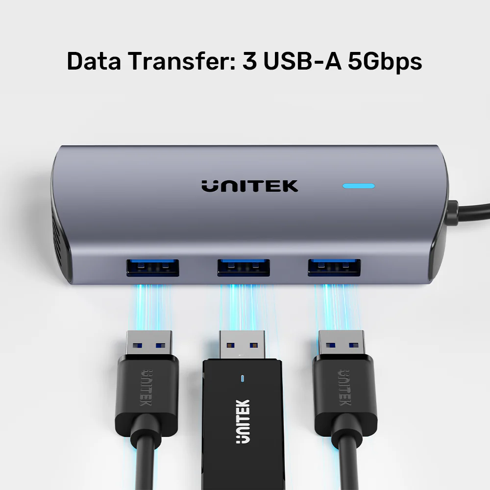 Unitek D1113CGY01 uHub H6+ 6-in-1 USB-C Hub with PD 100W