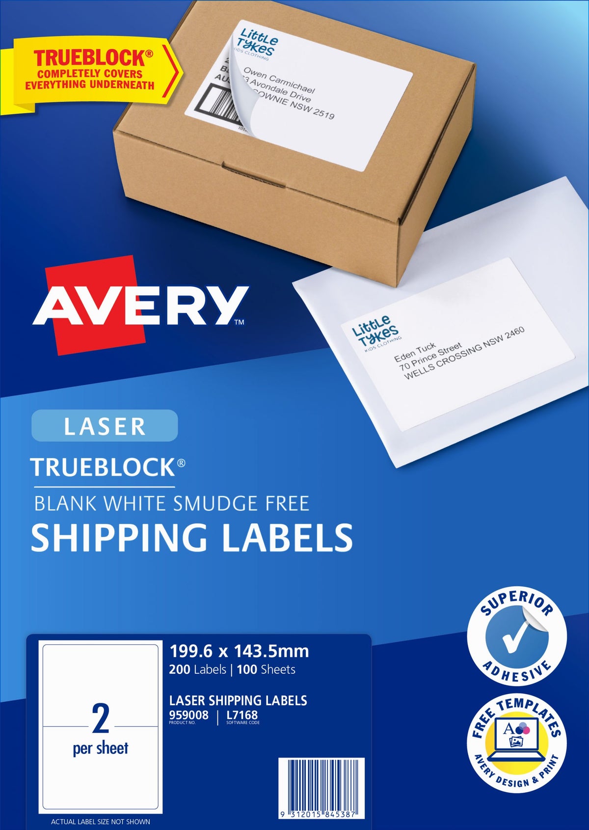 Avery Laser Label 2-sht A4 L7168-10