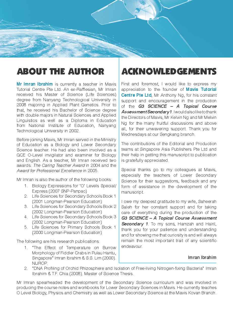 Secondary 1(G3&IP) Science Topical Course Assessment
