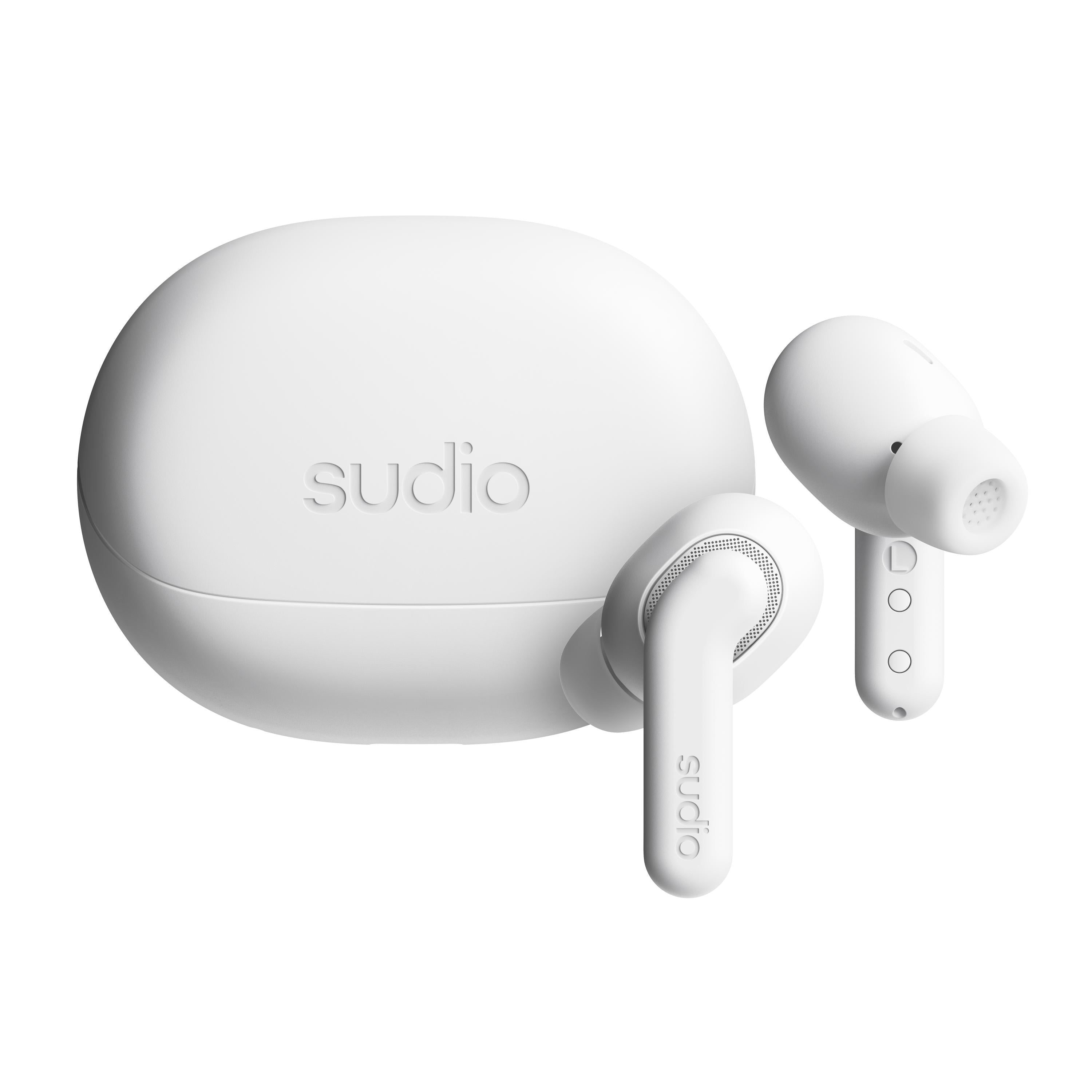 Sudio E4 Pro Wireless Earbuds with Hybrid Active Noise Cancellation - White