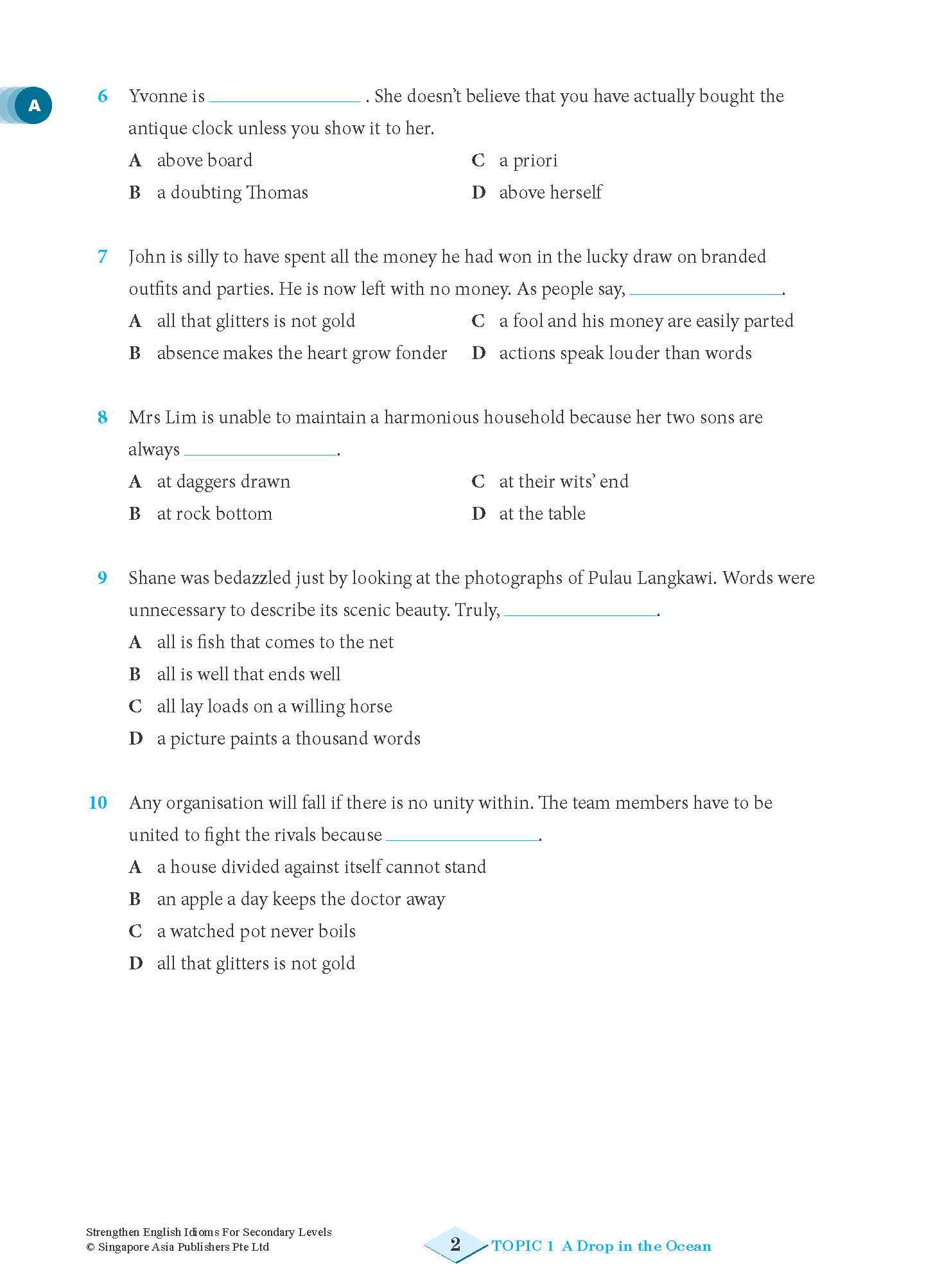 Secondary Levels Strengthen English IDIOMS - 6th Edition