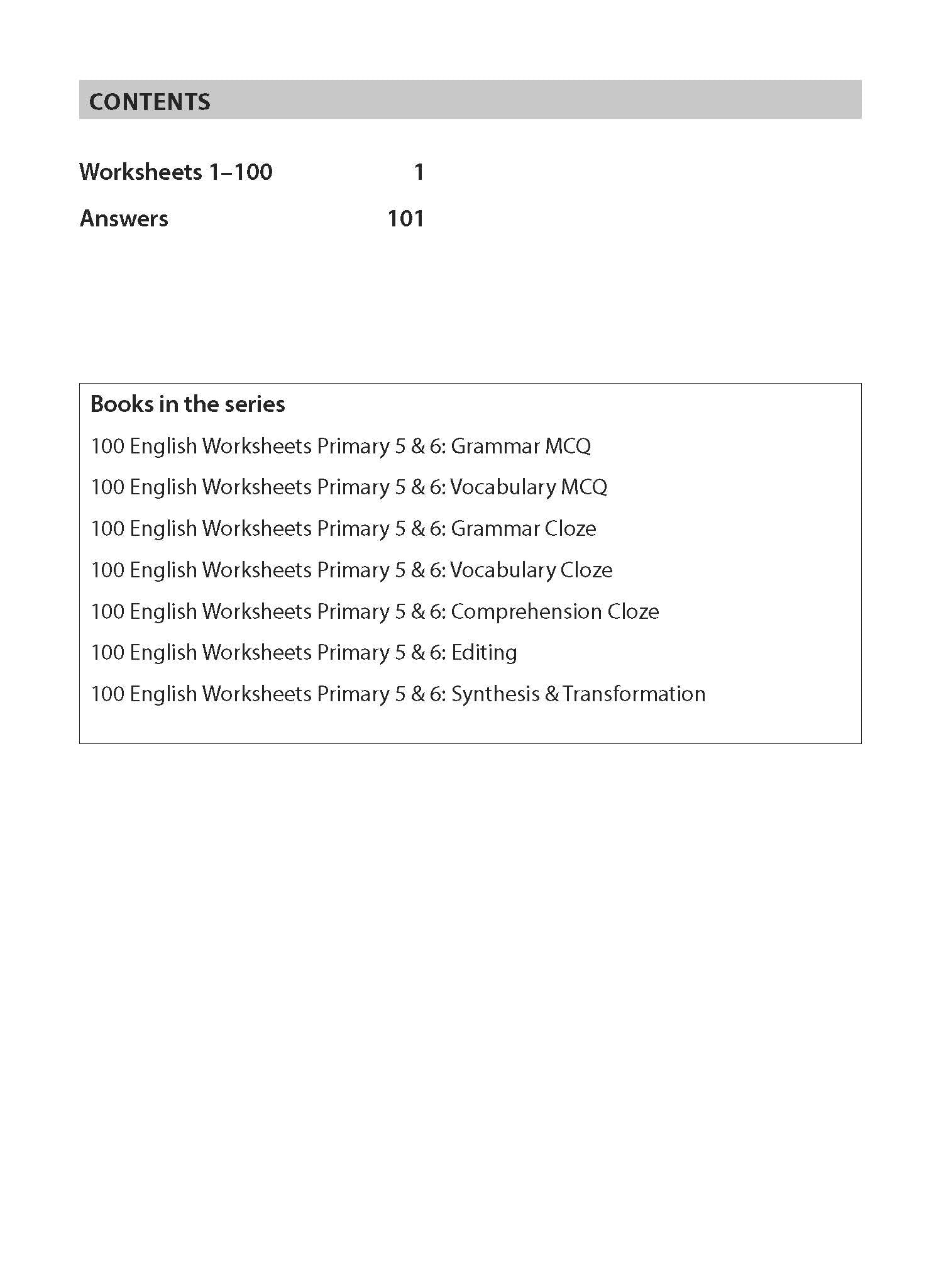 Primary 5&6 100 ENG WORKSHEETS: EDITING