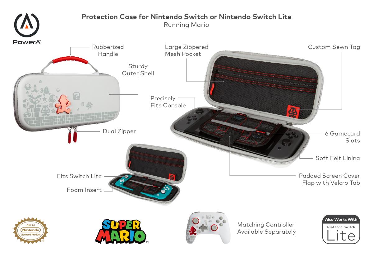 PowerA Enhanced Wired Controller and Protection Case for Nintendo Switch - Mario Punch / Running Mario 
