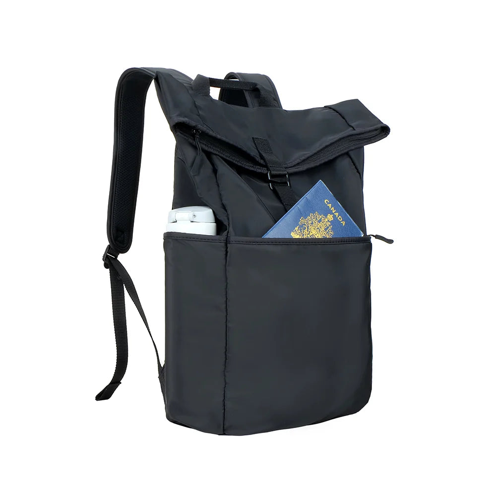 AGVA 14.1" Rollable Travel Laptop Backpack - Black