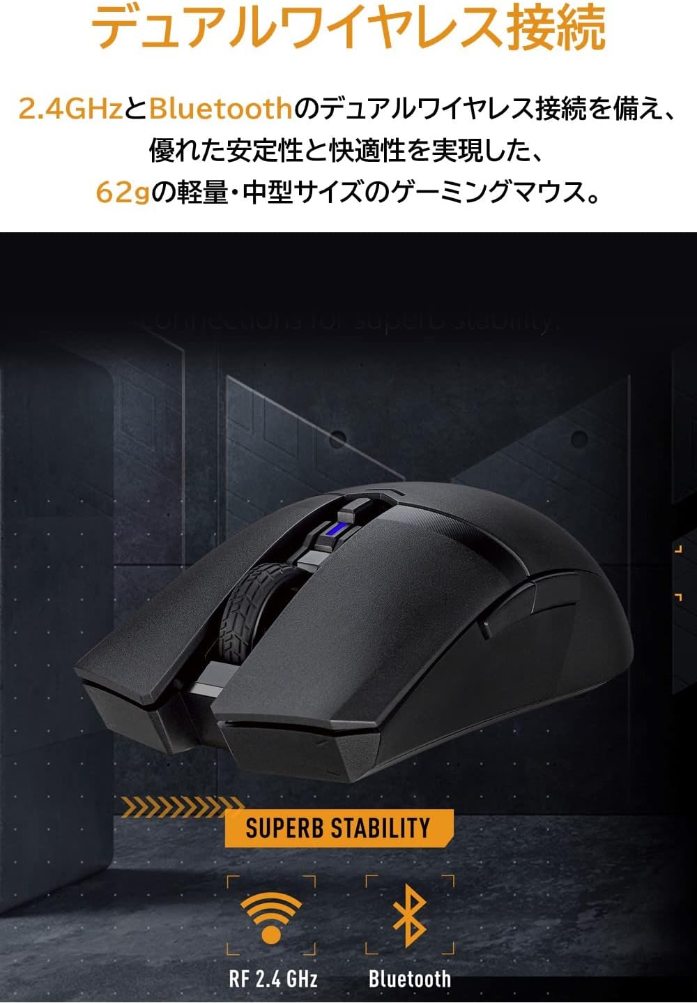 ASUS TUF M4 Wireless Gaming Mouse Optical Sensor 12K DPI Bluetooth RF 2.4 GHz