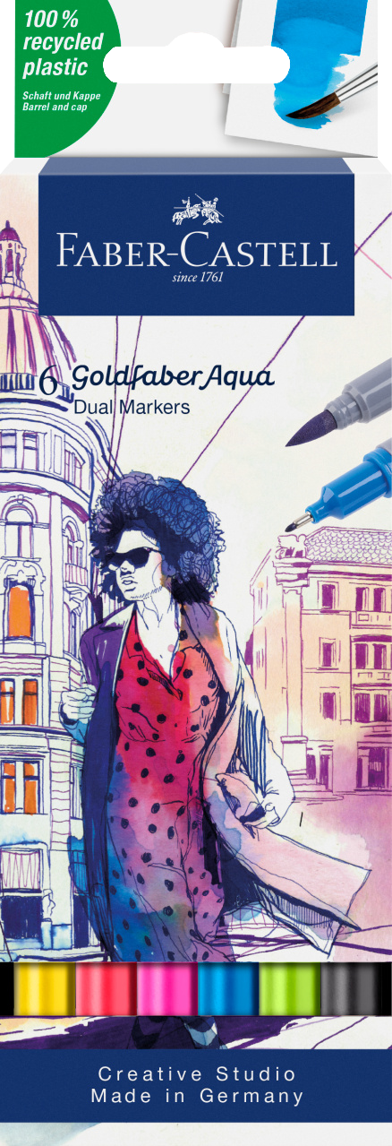 Faber-Castell Goldfaber Aqua Dual Marker, Wallet of 6-164606