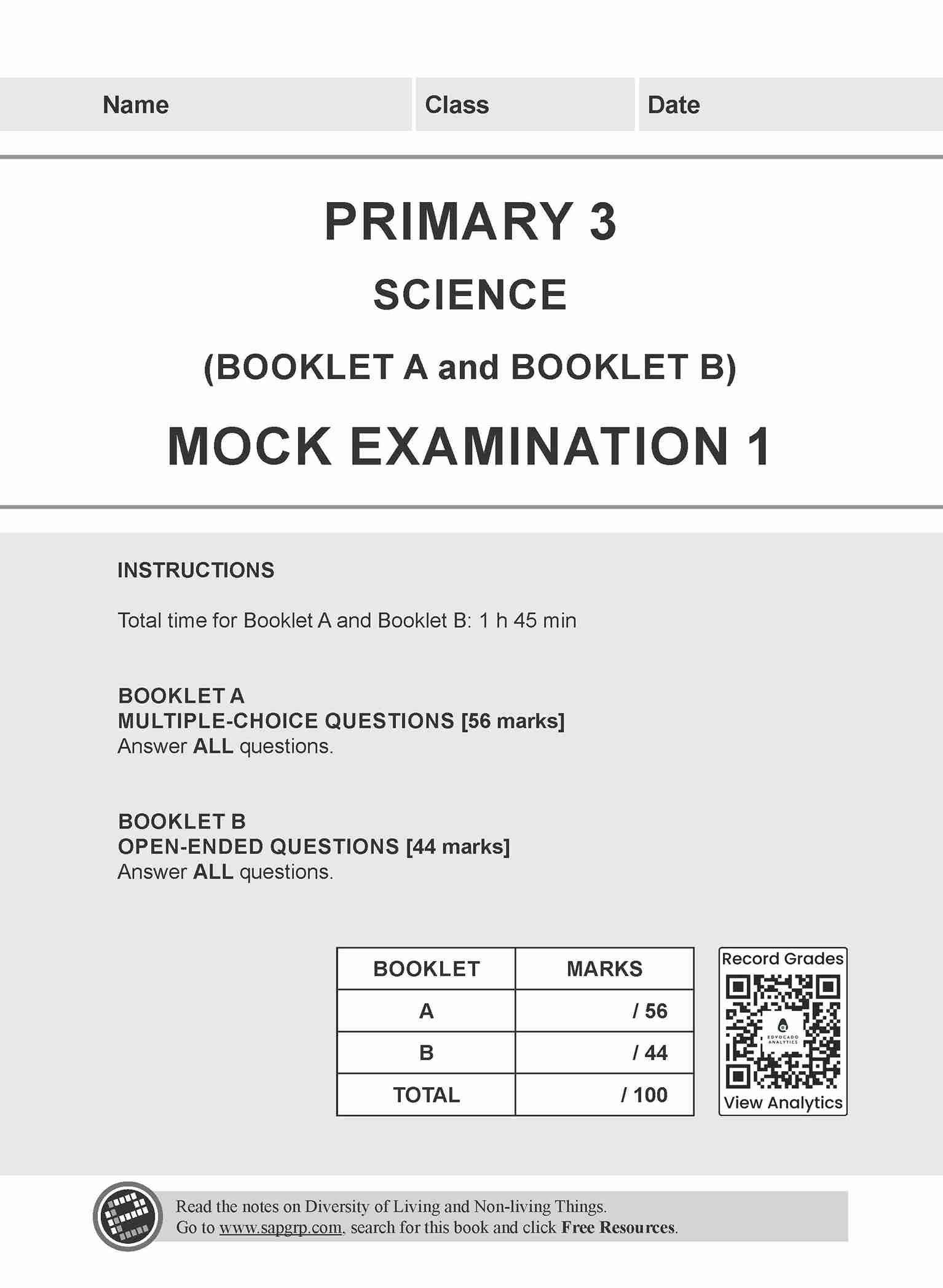Primary 3  - LEARNING+ Science Mock Examinations - 2nd Edition