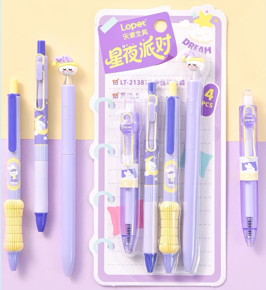 4Pcs 0.5mm Black Ink Writing Set – Purple