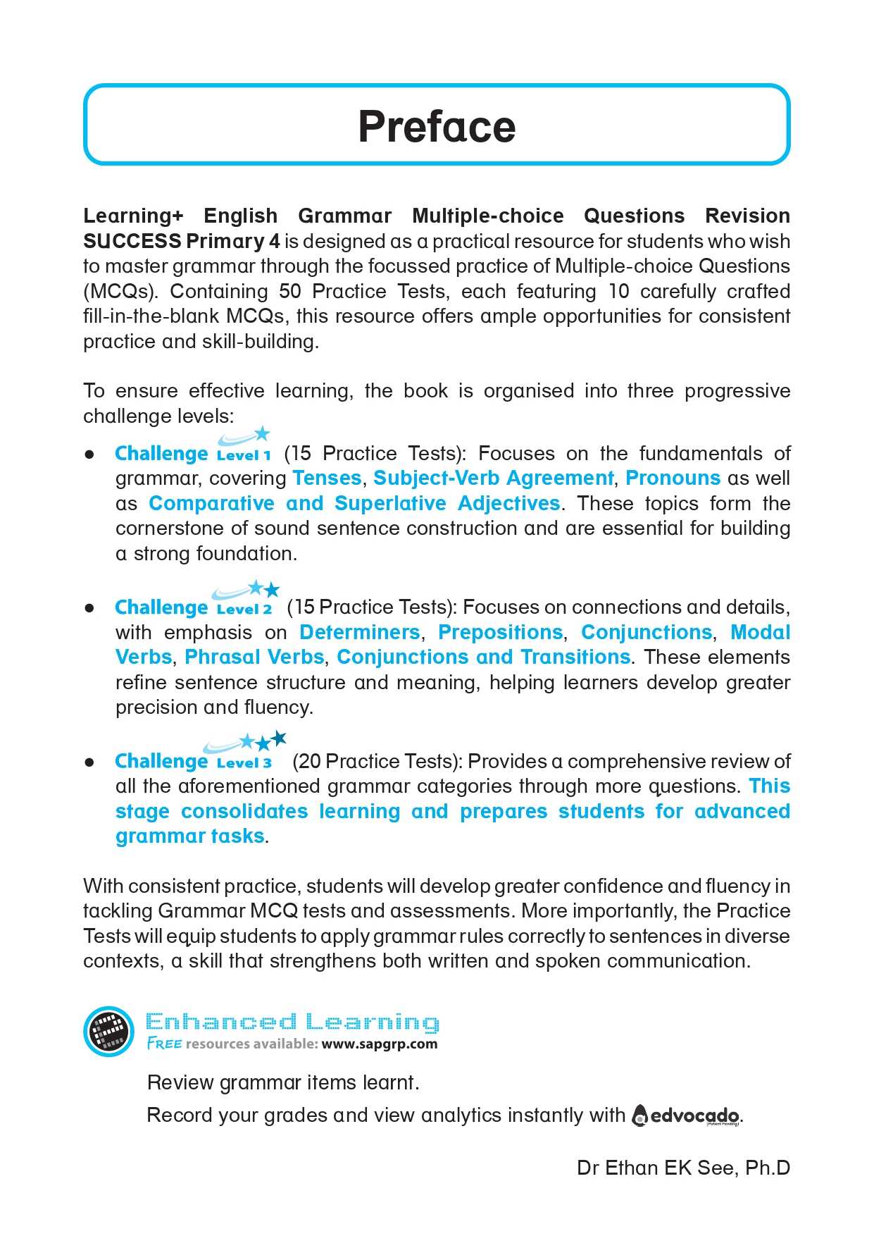  LEARNING+ ENGLISH GRAMMAR Multiple-choice Questions Revision SUCCESS Primary 4