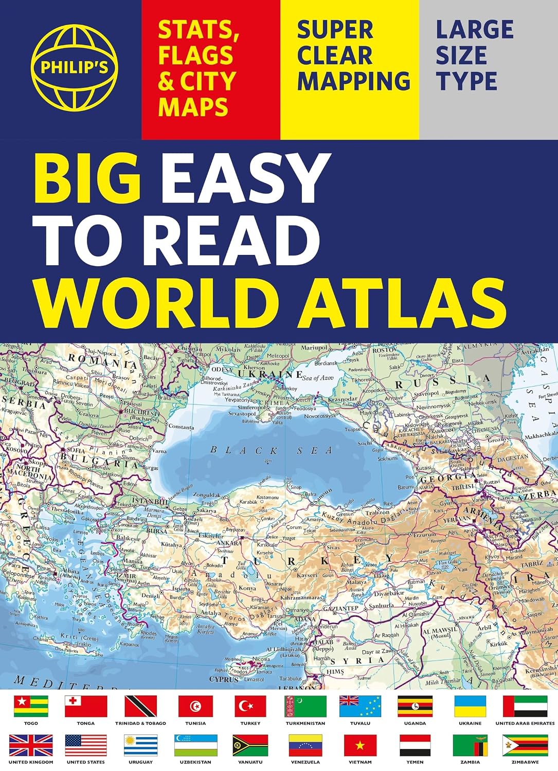 Philip's Big Easy to Read World Atlas (A3): Packed with Flags, Facts and City Plans (Philip's World Atlas) Paperback