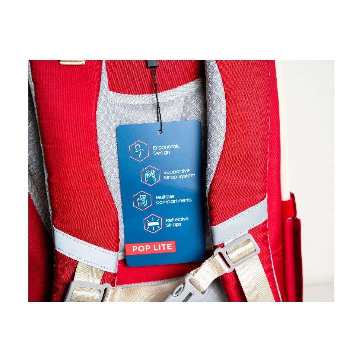 Pop Lite Ergonomic School Backpack – Red