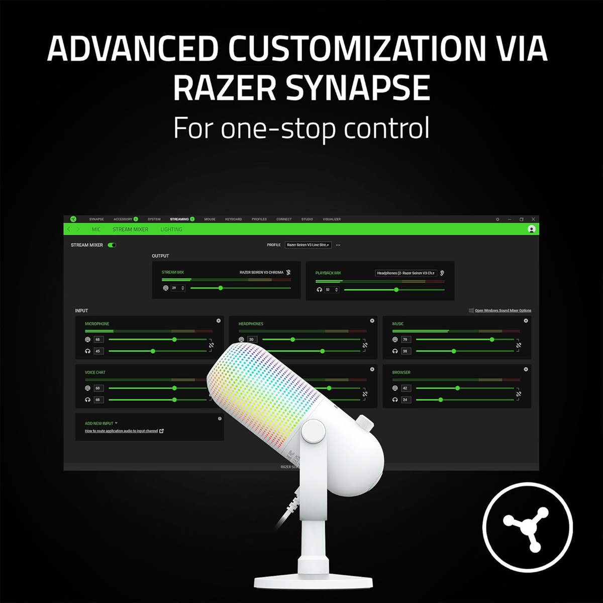 Razer Seiren V3 Chroma RGB USB Mic White Edition