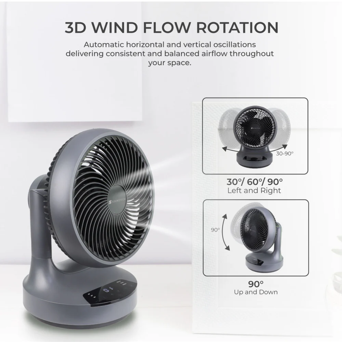 SoundTeoh 8-inch DC Motor Storm Air Circulator (Model ACF-4)