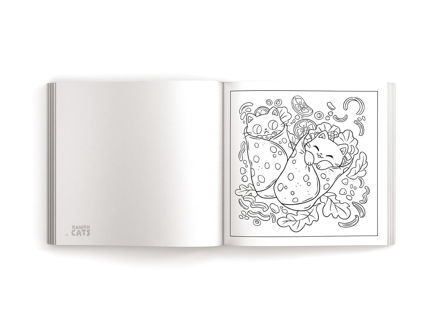 Kawaii Cats: 50 Purr-fectly Adorable Coloring Pages (Paperback)