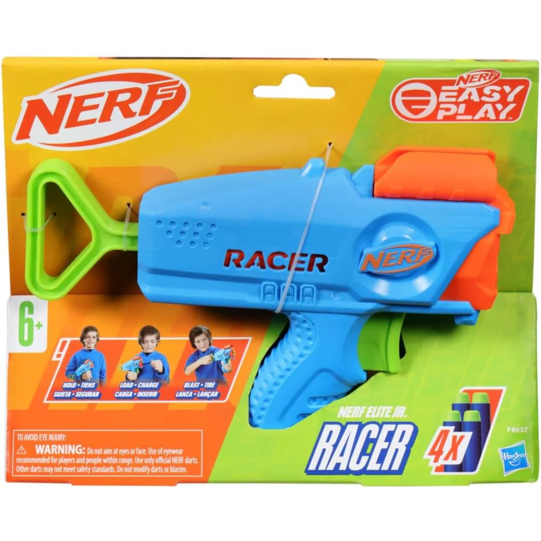 HASBRO NERF ELITE JR RACER EASY PLAY DART BLASTER