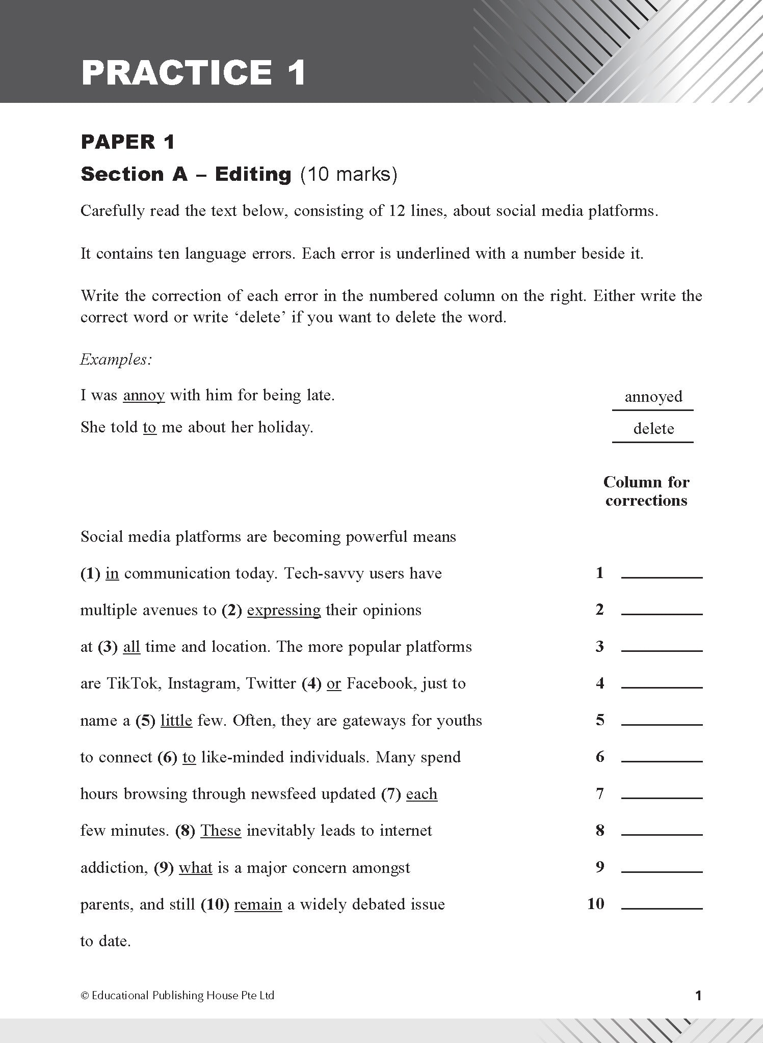Secondary 3 Normal Technical/4 Normal Technical/G1 English Examination Practice