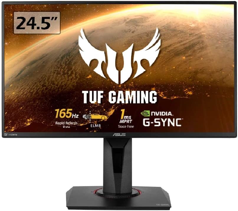 ASUS TUF Gaming VG259QR Gaming Monitor – 24.5 inch Full HD (1920 x 1080), 165Hz, Extreme Low Motion Blur, G-SYNC Compatible ready, 1ms (MPRT), Shadow Boost, Black
