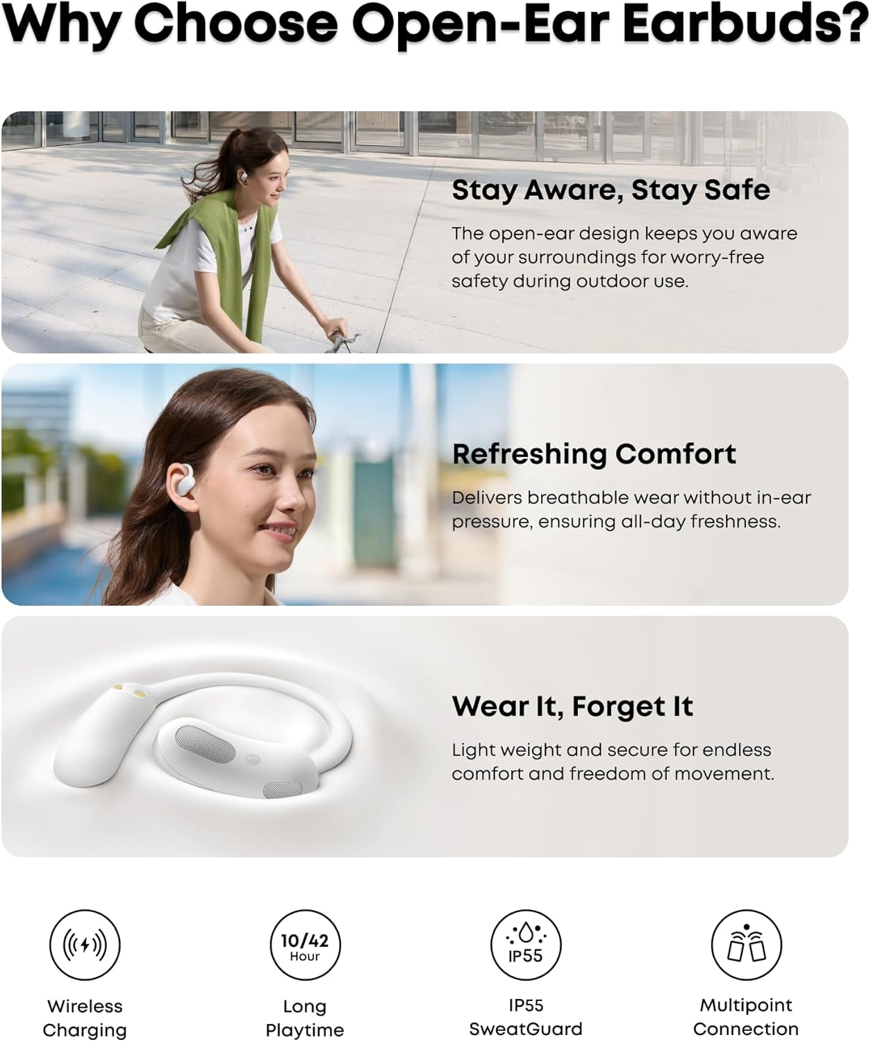 Soundcore AeroFit 2 by Anker, Open-Ear Headphones (White)