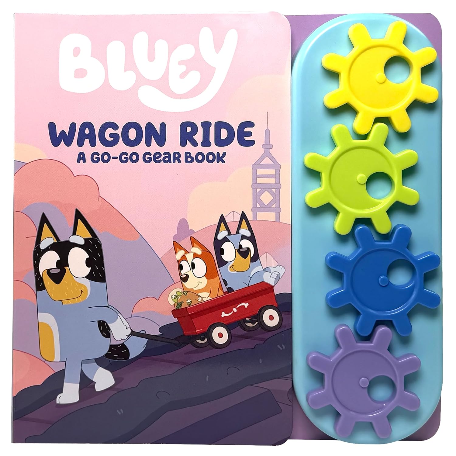 Bluey - Wagon Ride a Go-Go Gear Book - A STEAM Gear Sound Book - PI Kids (Board Book – Sound Book)