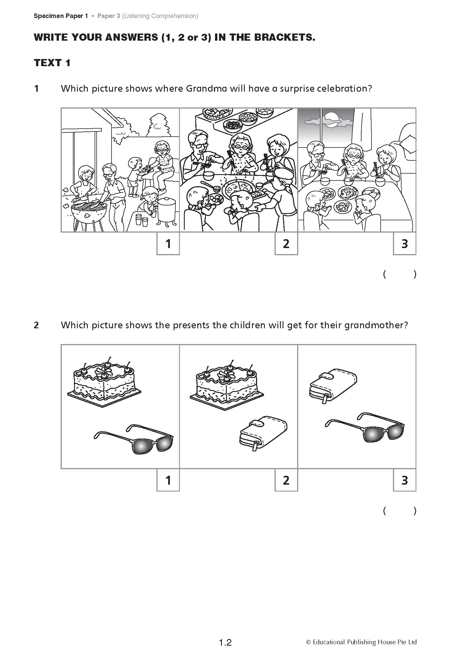PSLE English Specimen Papers: Paper 3 Listening and Paper 4 Oral